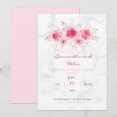 Aquarelle rose Faire-part de mariage de bouquet fl (Devant / Derrière)