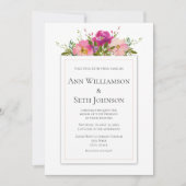 Aquarelle rose Faire-part de mariage Floral (Devant)