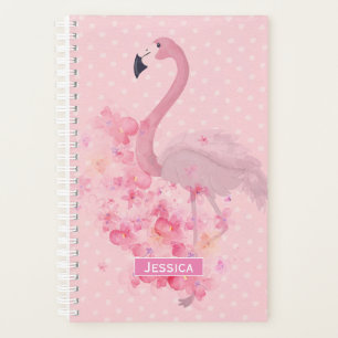 Aquarelle rose Flamant rose Floral et points