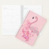Aquarelle rose Flamant rose Floral et points (Devant avec enveloppe)