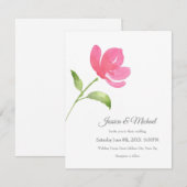 Aquarelle rose Fleur 3 Invitation (Devant / Derrière)