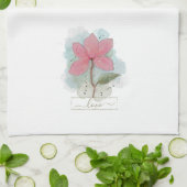 Aquarelle rose Fleur Aimer Serviette de cuisine (Plié)