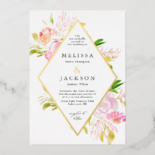 Aquarelle Rose Fleur de printemps Invitation Diama