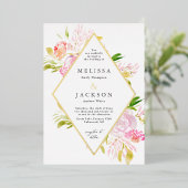 Aquarelle Rose Fleur de printemps Invitation Diama (Debout devant)