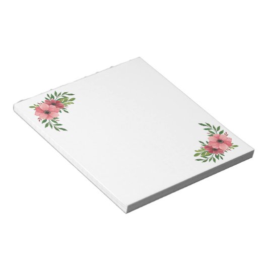 Aquarelle rose Fleur Design Bloc-notes (Incliné)