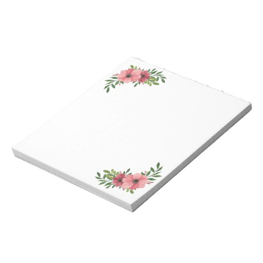 Aquarelle rose Fleur Design Bloc-notes (Tourné)