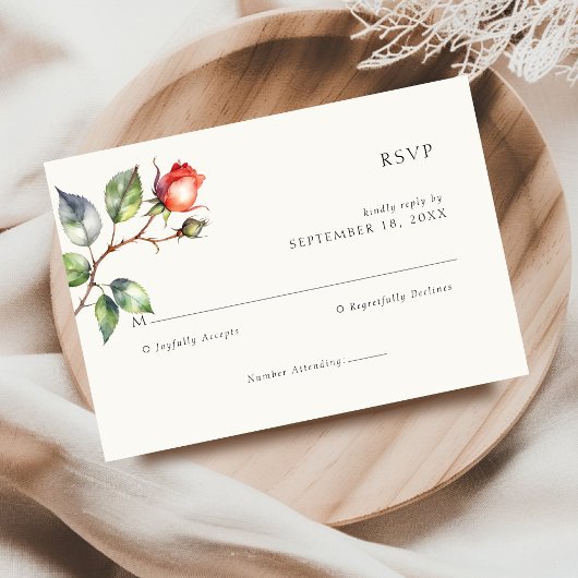 Aquarelle Rose fleur mariage RSVP