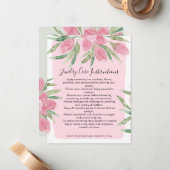 Aquarelle rose fleurie fleurie Carte de soins pour (Devant/Arrière en situation)