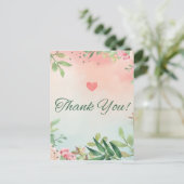 aquarelle rose fleurie roses carte de remerciement (Debout devant)