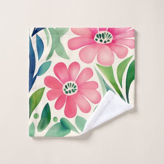 Aquarelle rose Fleurs Art (Gant de toilette)