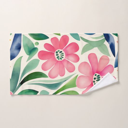 Aquarelle rose Fleurs Art (Serviette à main)