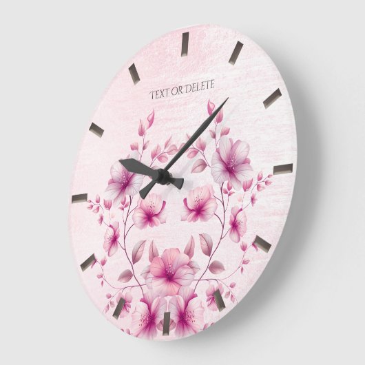 Aquarelle rose Fleurs Horloge murale (Angle)