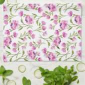 Aquarelle rose Fleurs Serviette de cuisine (Plié)