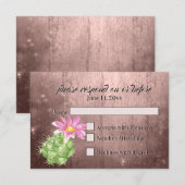 Aquarelle rose floraison cactus mariage RSVP (Devant / Derrière)