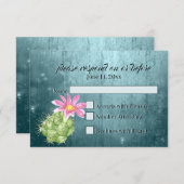 Aquarelle rose floraison cactus mariage RSVP (Devant / Derrière)