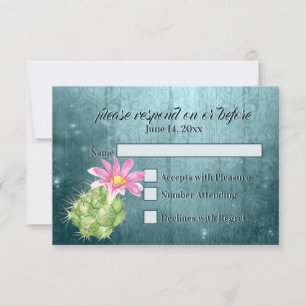 Aquarelle rose floraison cactus mariage RSVP