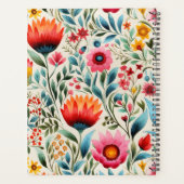 Aquarelle rose Floral annuel Planner Hardcover (Dos)