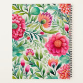 Aquarelle rose Floral annuel Planner Hardcover (Dos)