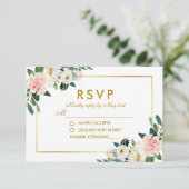 Aquarelle rose floral blanc mariage or RSVP Pk (Debout devant)