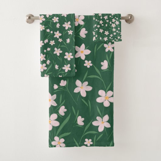 Aquarelle rose Floral Botanique foncé Vert (En situation)