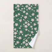 Aquarelle rose Floral Botanique foncé Vert (Serviette à main)