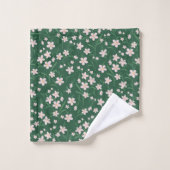 Aquarelle rose Floral Botanique foncé Vert (Gant de toilette)