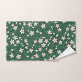 Aquarelle rose Floral Botanique foncé Vert (Serviette à main)