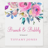 Aquarelle rose Floral Brunch & Bubbly Étiquette à  (Étiquettes simples)