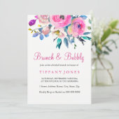 Aquarelle rose Floral Brunch & Bubbly Invitation (Debout devant)