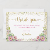 Aquarelle rose Floral Citrouille Carte de remercie (Dos)