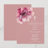 Aquarelle rose Floral Confirmation Invitation (Devant / Derrière)