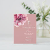 Aquarelle rose Floral Confirmation Invitation (Debout devant)
