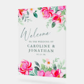 Aquarelle rose Floral Custom Wedding Bienvenue (Angle)