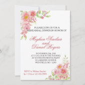 Aquarelle rose Floral Dîner Invitations (Devant)