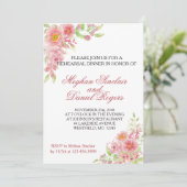 Aquarelle rose Floral Dîner Invitations (Debout devant)