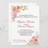 Aquarelle rose Floral Dîner Invitations (Devant / Derrière)