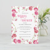 Aquarelle rose Floral Douche nuptiale Invitation (Debout devant)