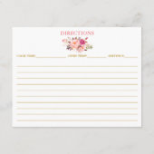 Aquarelle rose Floral Douche Recette Carte Or (Dos)