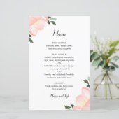 Aquarelle rose Floral Elégant Mariage Menu (Debout devant)