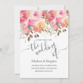 Aquarelle rose Floral Faire-part de mariage été (Devant)