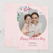Aquarelle rose Floral Fête des Mères Carte photo (Devant / Derrière)