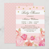 Aquarelle rose Floral Girl Baby shower Invitation (Devant / Derrière)