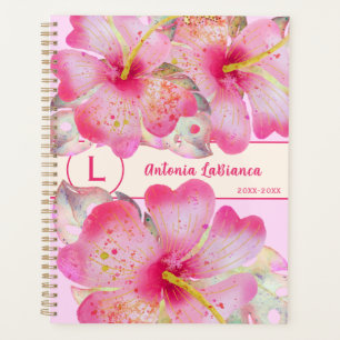 Aquarelle rose Floral Hibiscus Fleur Décor Art