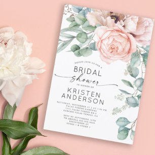 Aquarelle rose Floral Invitation à la douche nupti