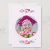 Aquarelle rose Floral Invitation à la graduation (Dos)