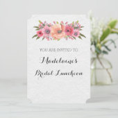 Aquarelle rose Floral Invitations de déjeuner nupt (Debout devant)