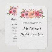 Aquarelle rose Floral Invitations de déjeuner nupt (Devant / Derrière)