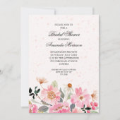 Aquarelle rose Floral Invitations de douche nuptia (Devant)