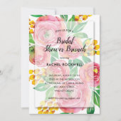 Aquarelle rose Floral Invitations de douche nuptia (Devant)