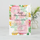 Aquarelle rose Floral Invitations de douche nuptia (Debout devant)